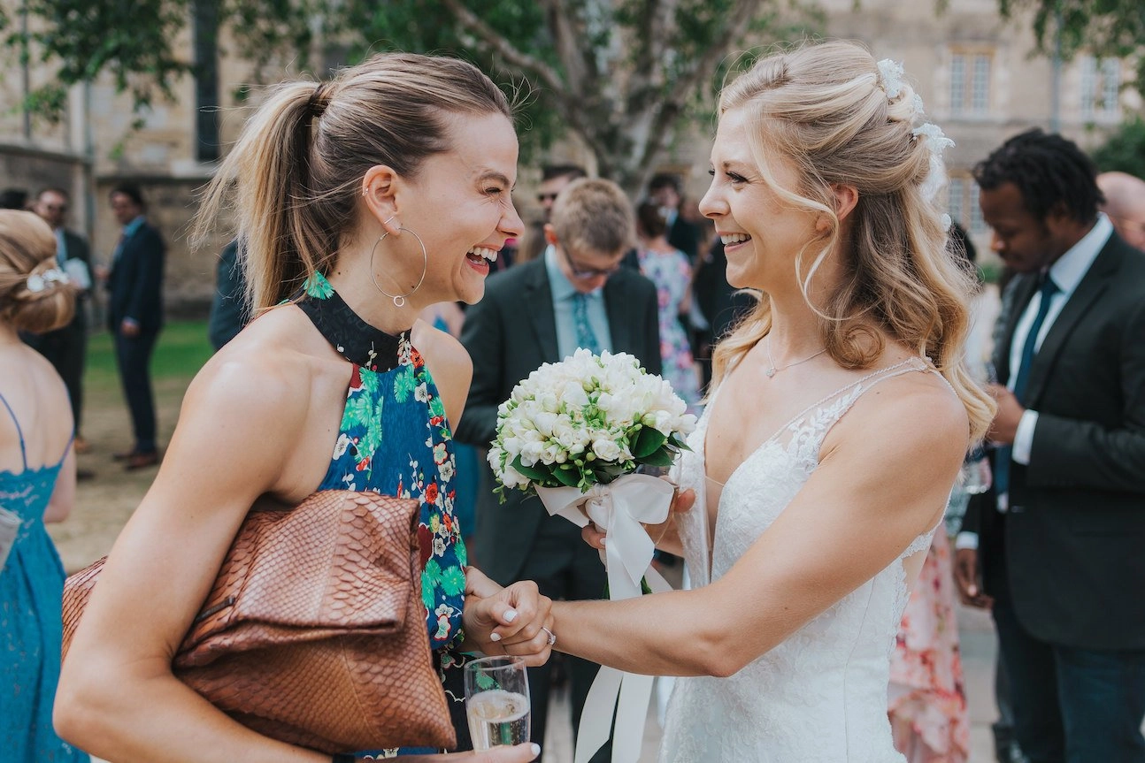 Lauging at Daytime Wedding Reception